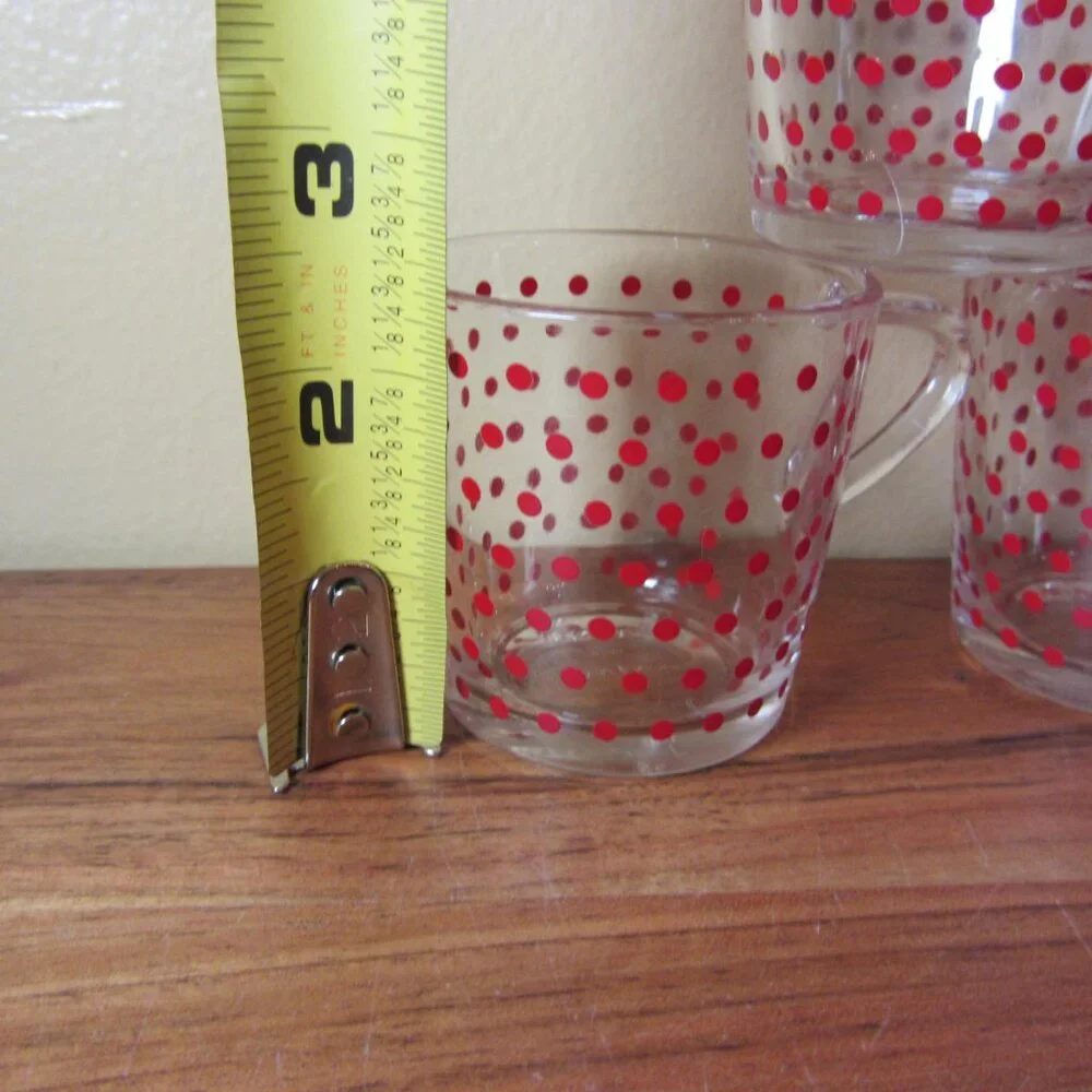5 oz ikea red polka dot espresso glass set of 4 (W3629)